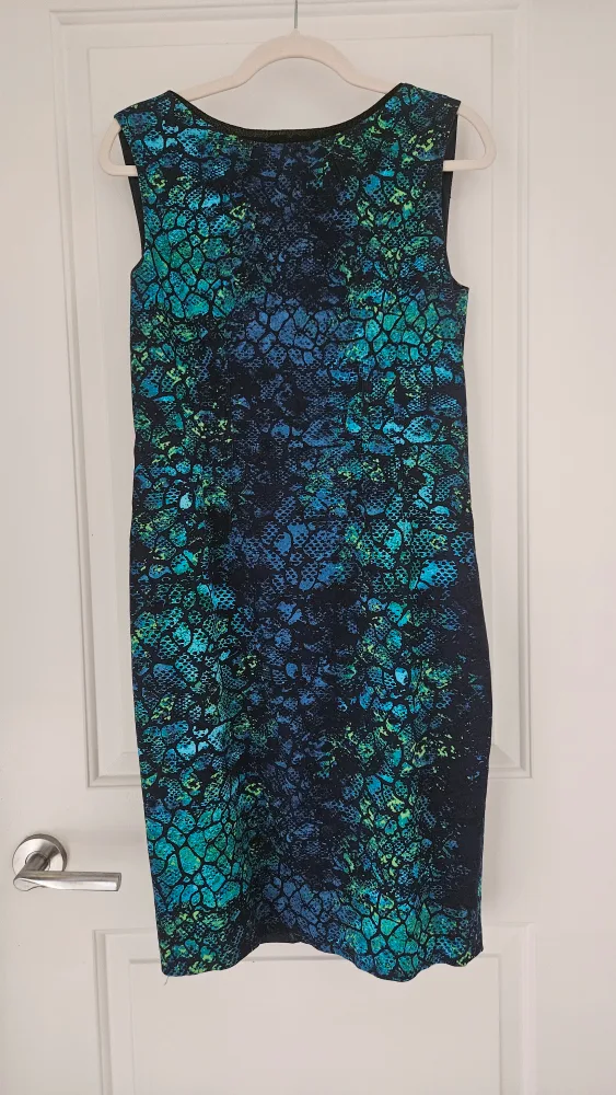 Tahari Sleeveless Dress, Size 8, Blue, Green and Black thumbnail