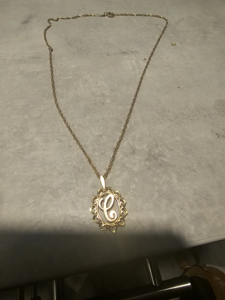 10KT Gold Necklace with 'C' Pendant thumbnail