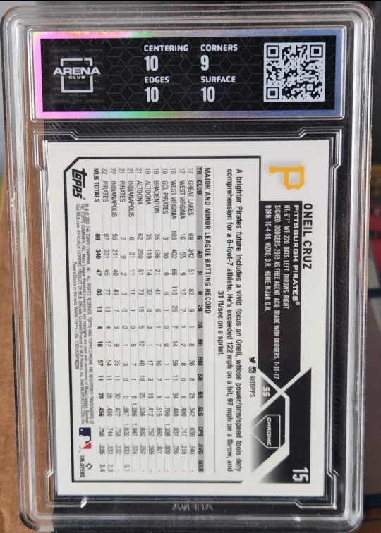 Oneil Cruz 2023 Topps Chrome L/E Purple Refractor #15-149/250 image indicator(2)