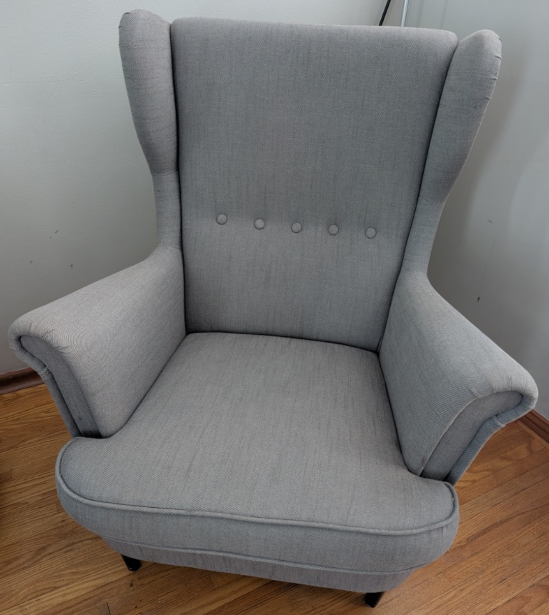 Free - Grey Wingback Chair with Ottoman