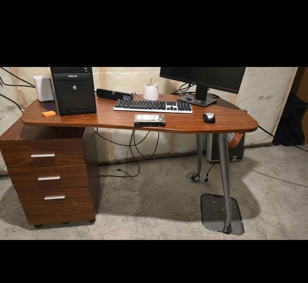 Woodgrain Desk with Drawers