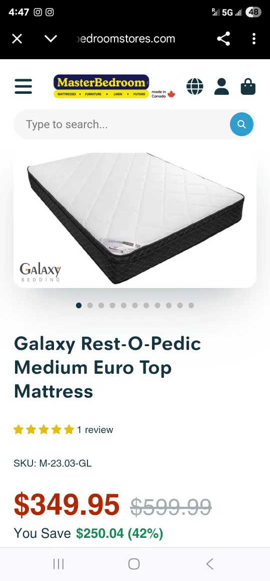 Queen Size Mattress-Galaxy Rest-O-Pedic queen Euro Top Mattress thumbnail