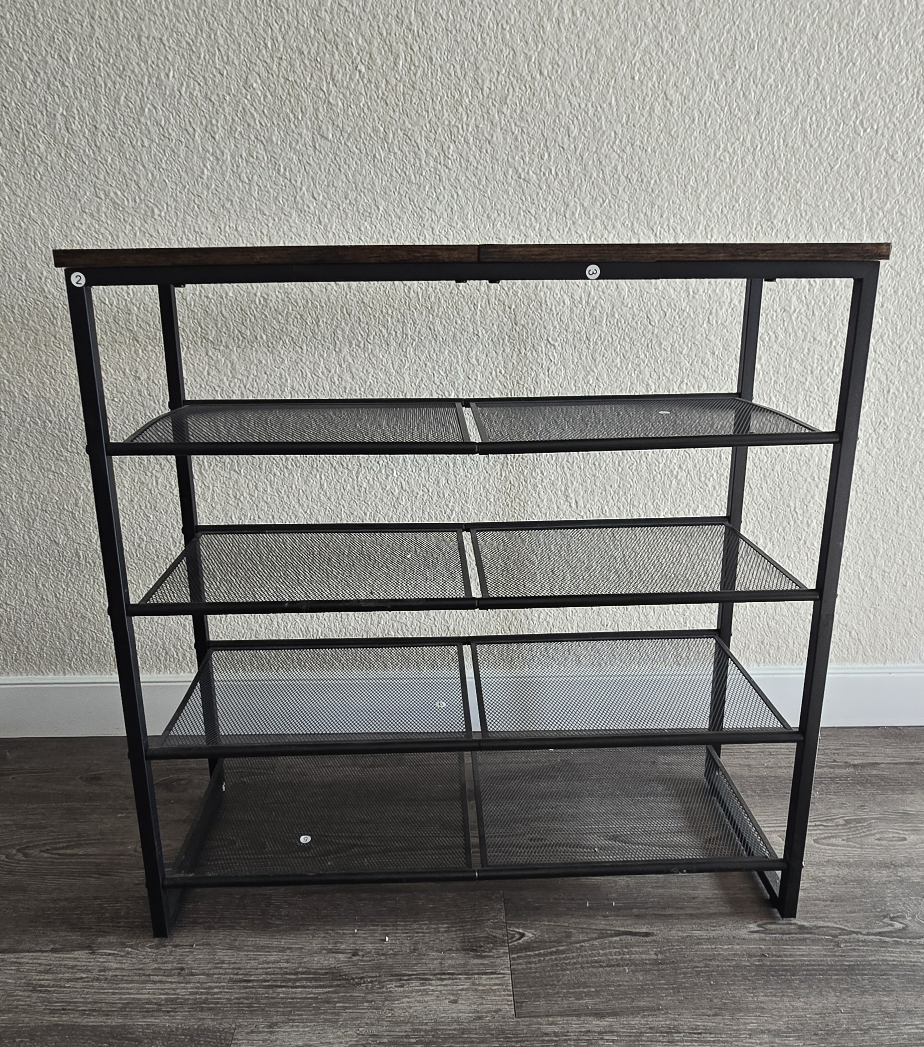 Metal Frame Shelf with Wood Top