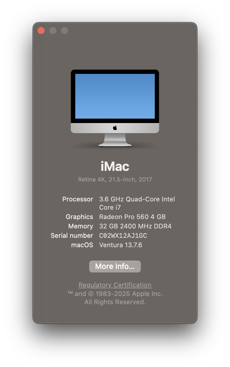 32gb, 1.3tb, Retina 4K, 21.5", 2017 Apple iMac, macOS Ventura - photo 4
