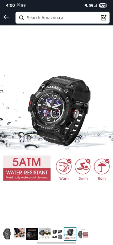 SMAEL Men's Sports Watch - Black image indicator(5)