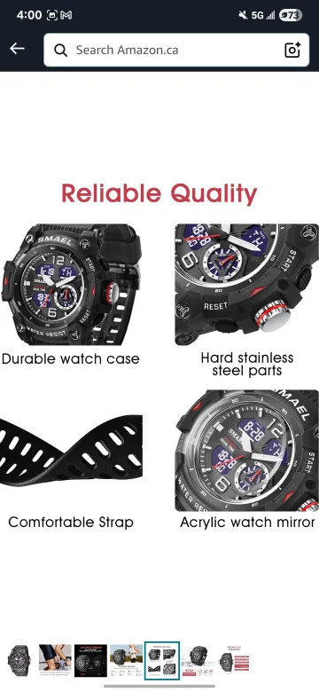 SMAEL Men's Sports Watch - Black image indicator(6)