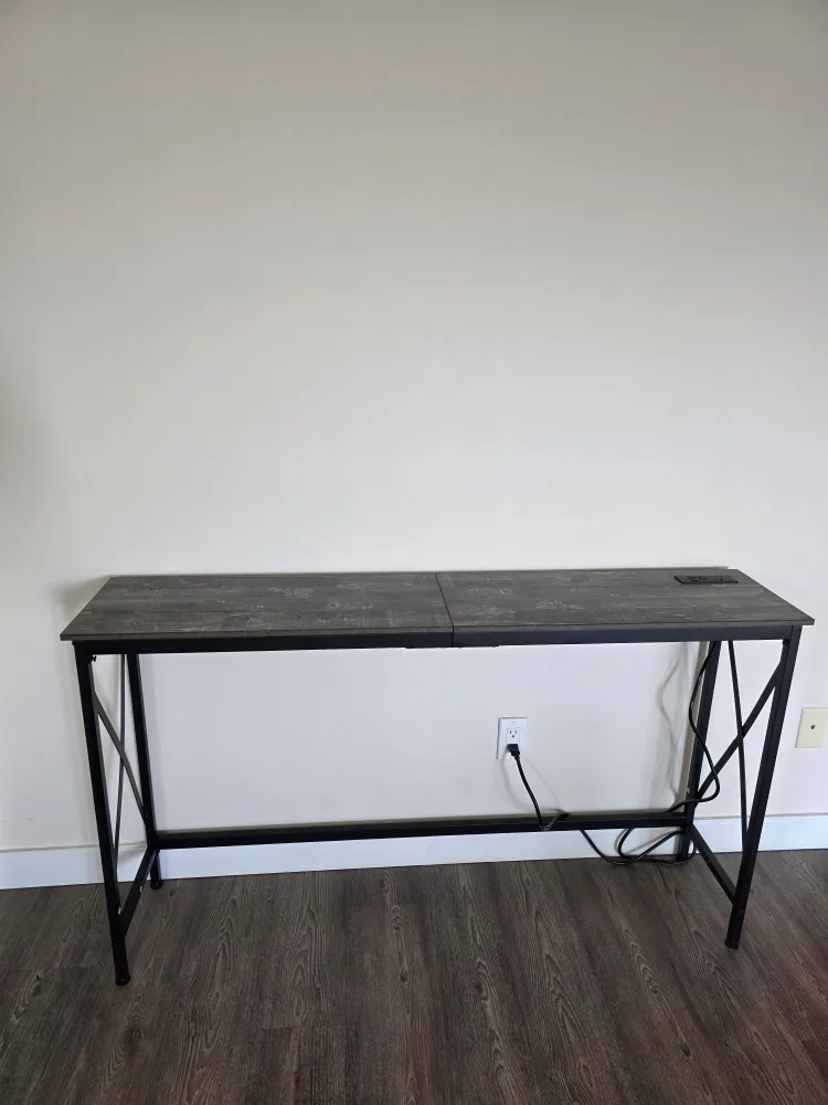 Wood Grain Desk with Built-in USB Ports thumbnail
