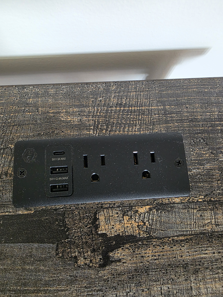 Wood Grain Desk with Built-in USB Ports - photo 4