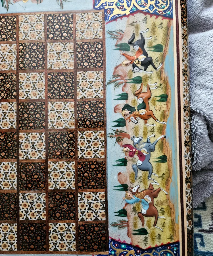 Hand Painted Backgammon and Chess Game image indicator(2)