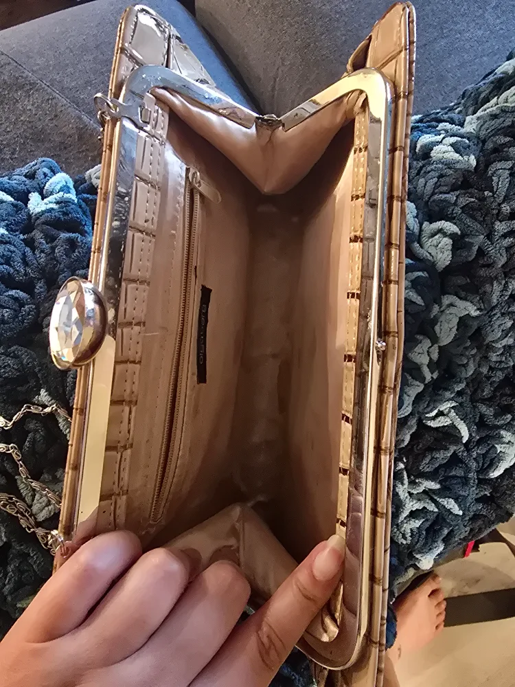 snakeskin pattern nude Clutch Handbag image indicator(4)