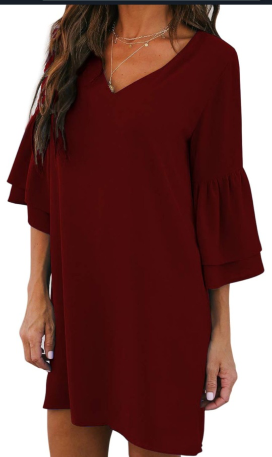 Sweet & Cute V-Neck Bell Sleeve  Mini Dress - photo 2