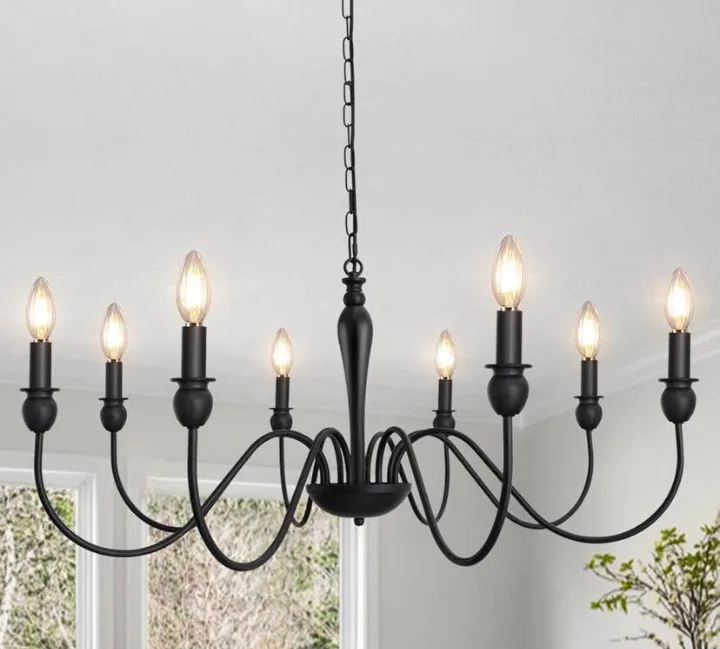 Black Farmhouse Chandelier - 8 Light thumbnail