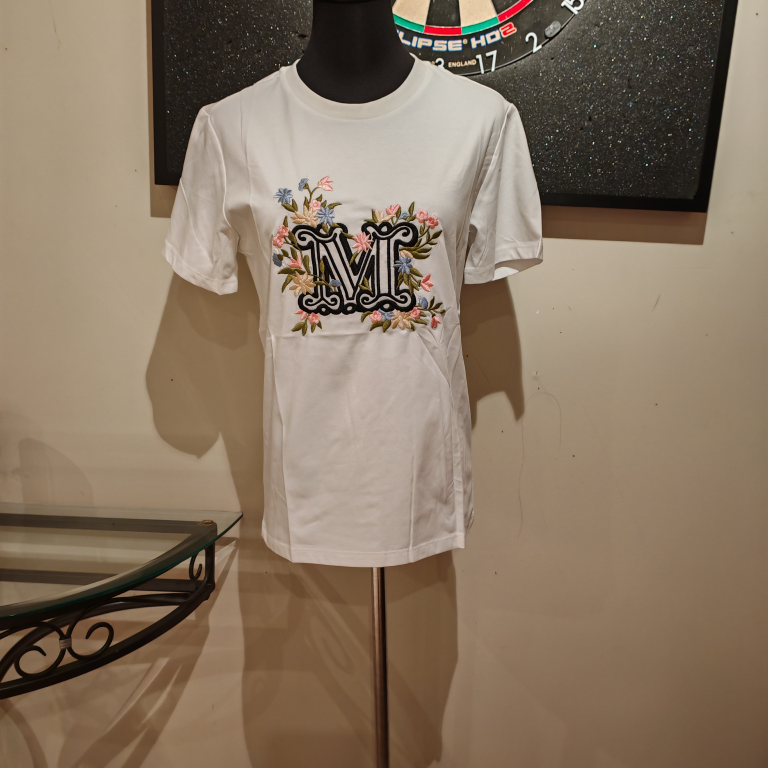 Max Mara Sacha - T-Shirt with M Monogram White 01150 - photo 4