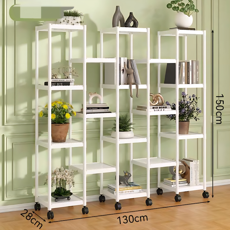 White Shelving Unit on Wheels