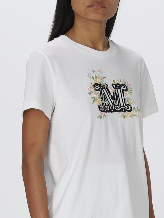 Max Mara Sacha - T-Shirt with M Monogram White 01150 - photo 3