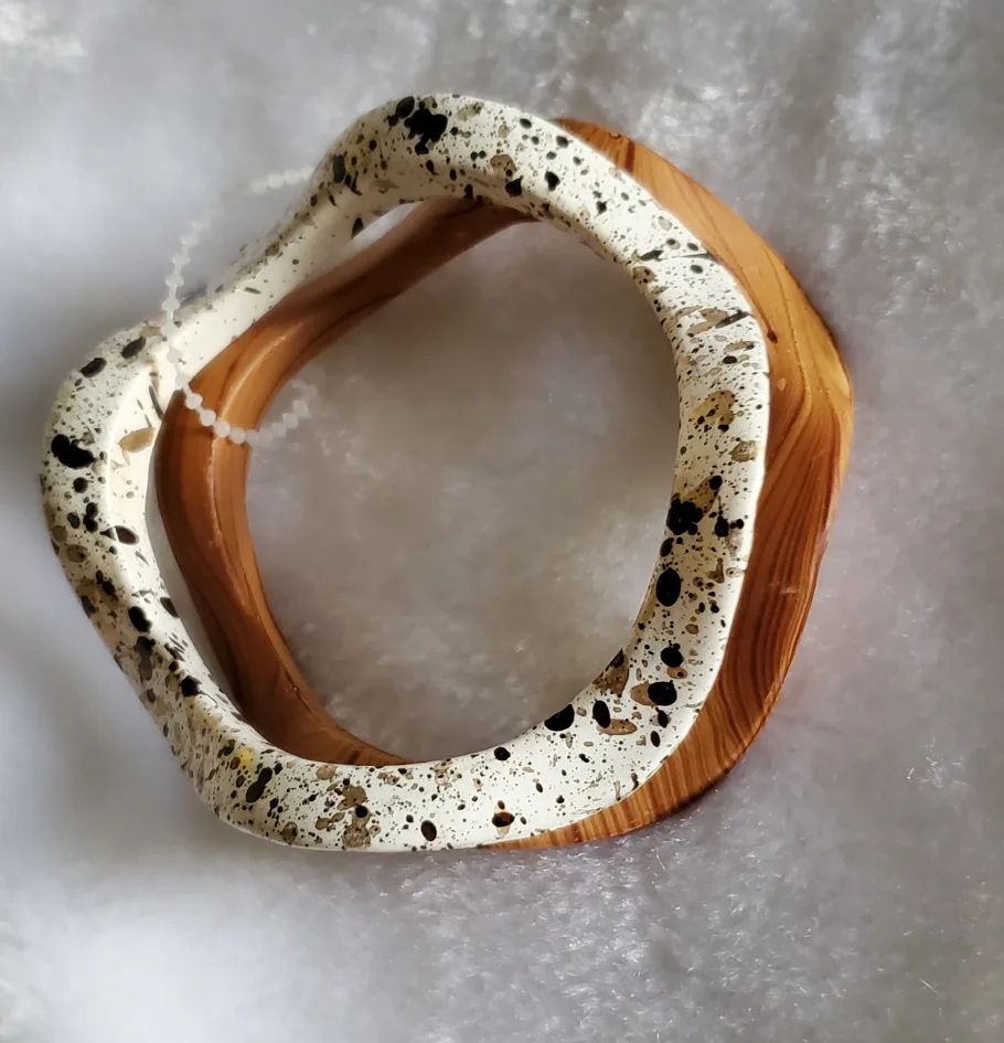 Wooden & Painted Bangle Bracelets - Set of 2 image indicator(4)