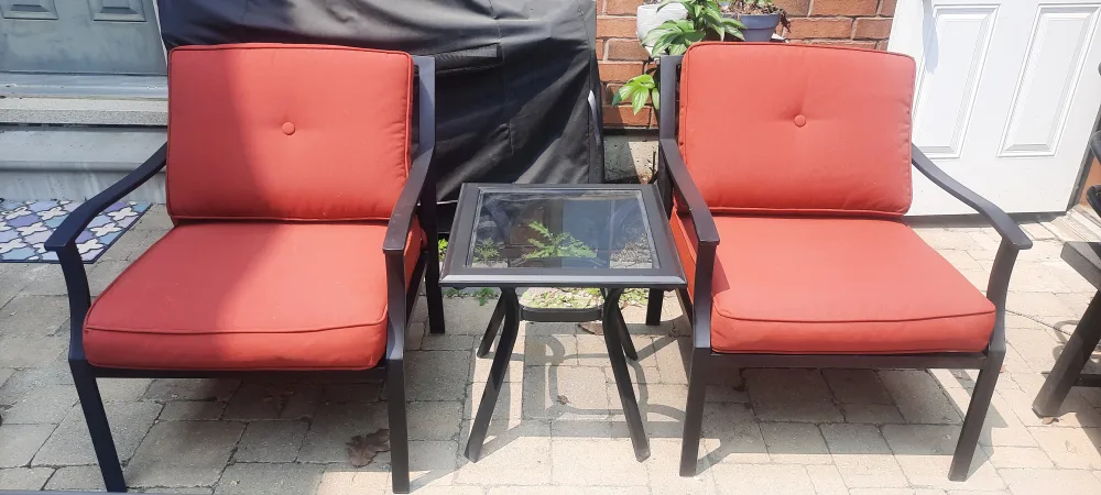 Patio Conversation Set with Glass Table