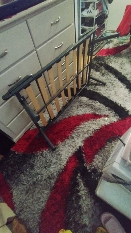 Twin Bed Frame - Metal & Wood Slats