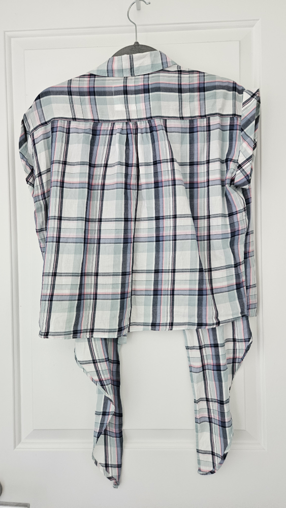 F&F Casual Collection Plaid Tie-Front Shirt, US size 6, Medium - photo 5