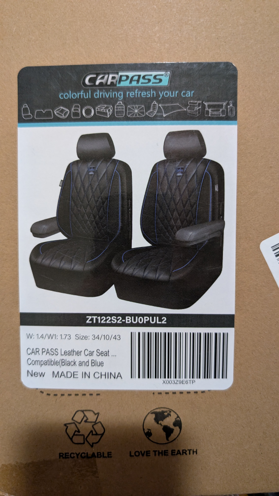 CARPASS V7 Leather Car Seat Covers - Black/Blue