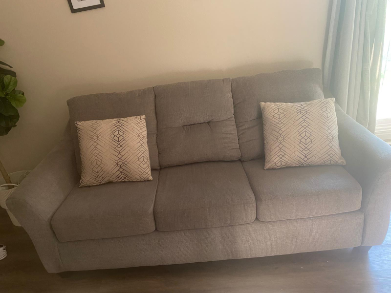 Grey Couch and Love Seat Set with Pillows