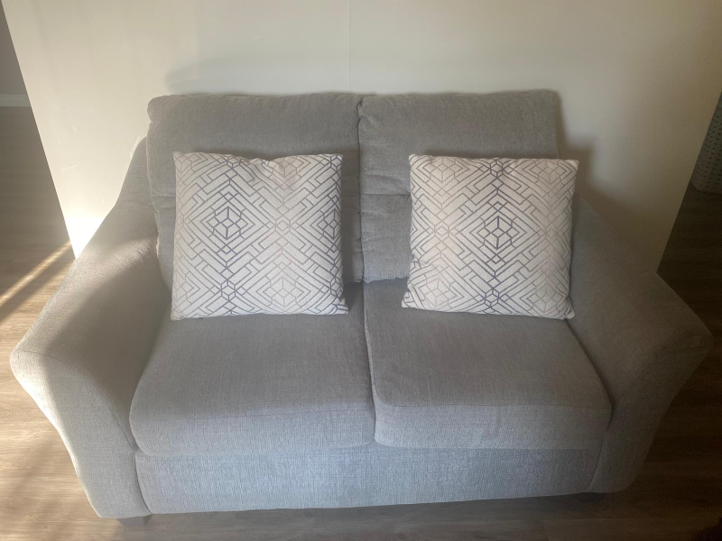 Grey Couch and Love Seat Set with Pillows - photo 2