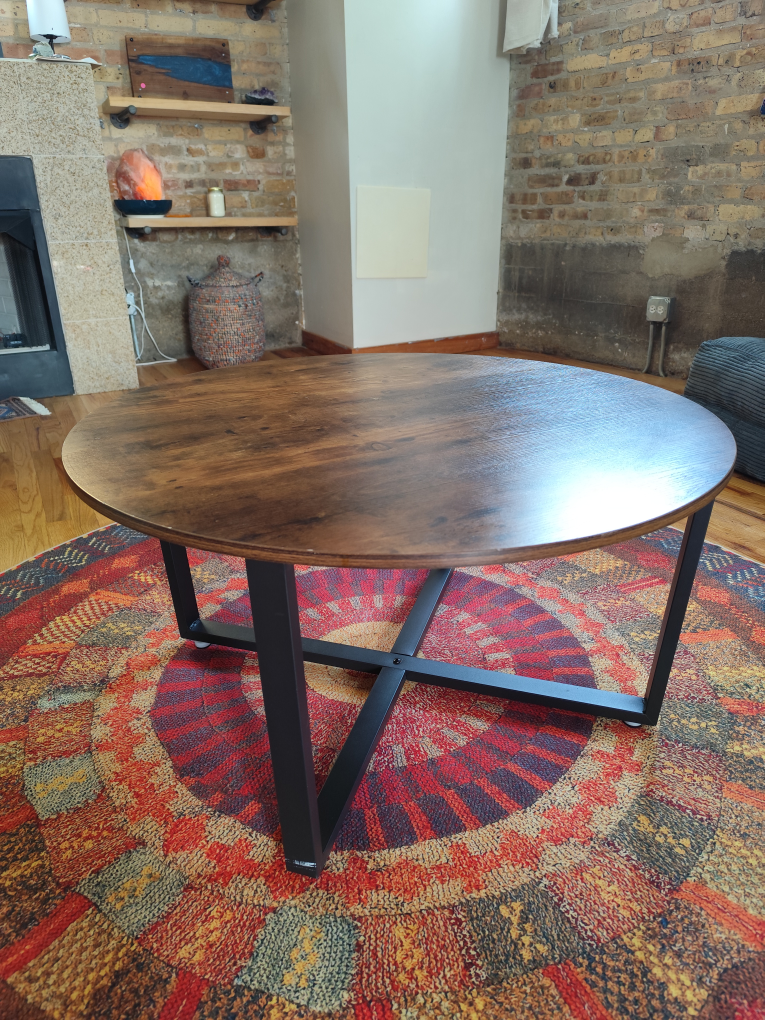 Round Coffee Table with Floor Cushions
