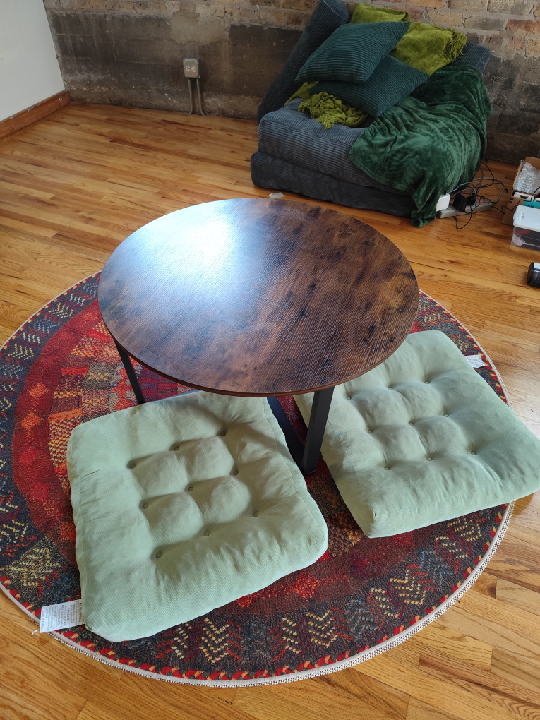 Round Coffee Table with Floor Cushions - photo 4