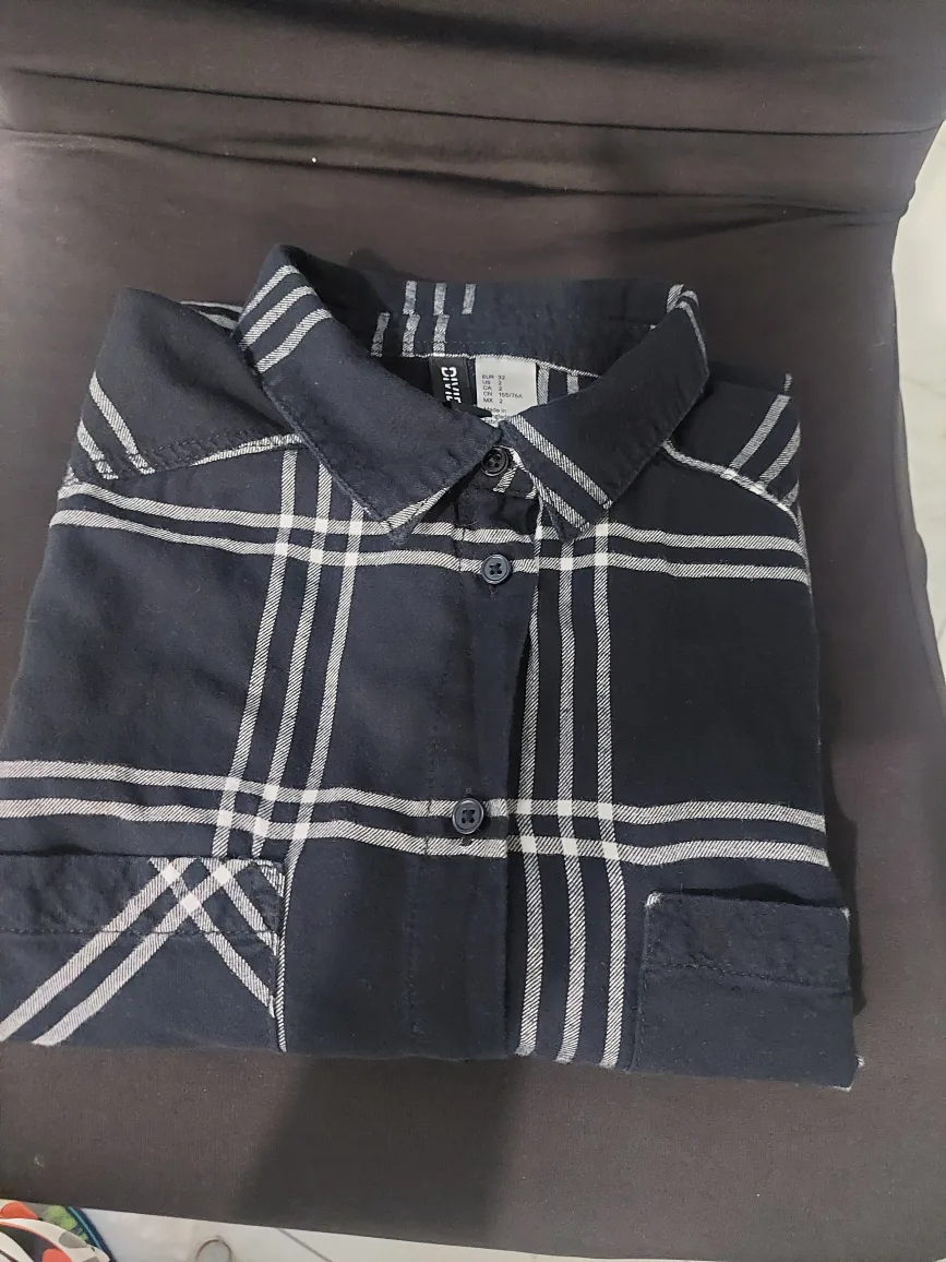 H&M Women's Black Plaid Soft Cotton Shirt Small image indicator(2)