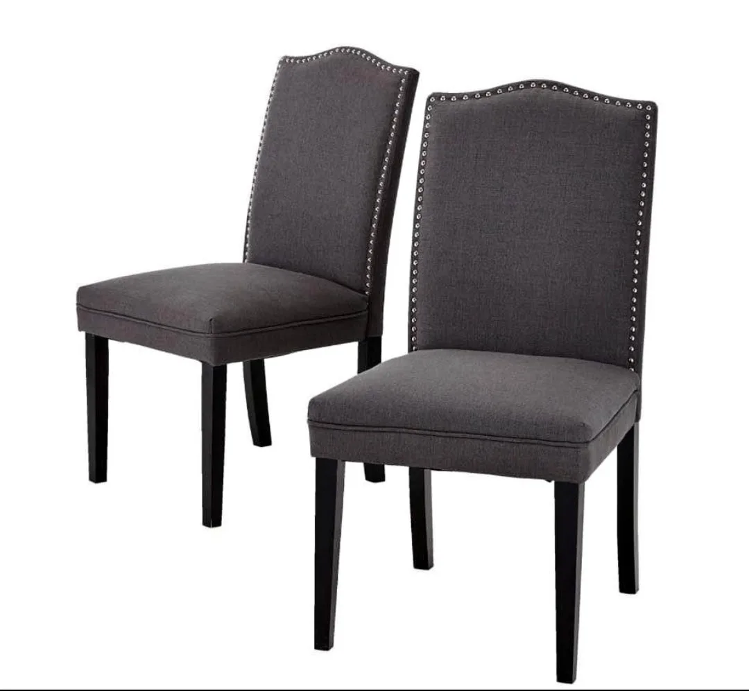 Set of 2 Grey Upholstered Dining Chairs thumbnail