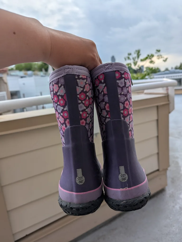 Bogs Kids Purple Floral Rain Boots size 2 kids image indicator(4)