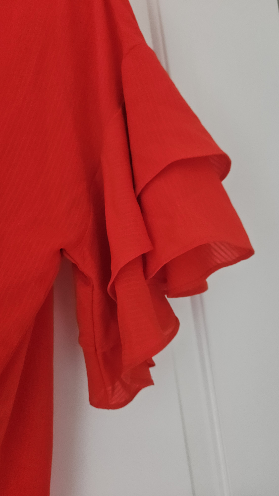 Coral / Red Ruffle Sleeve Top / Blouse, Size Large (8-10) - photo 2