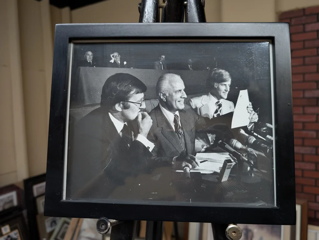 Vintage photo of Bobby Orr, Tommy Ivan, and Alan Eagleson thumbnail