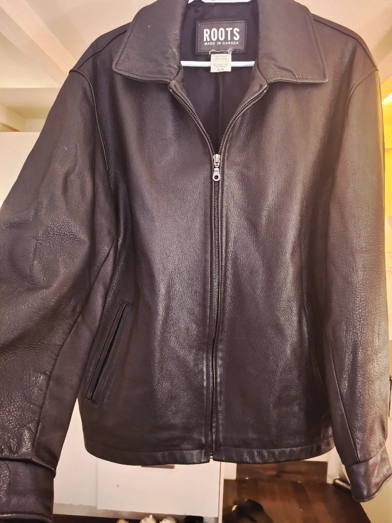 Roots Black Leather Jacket - Size L/G image indicator(7)