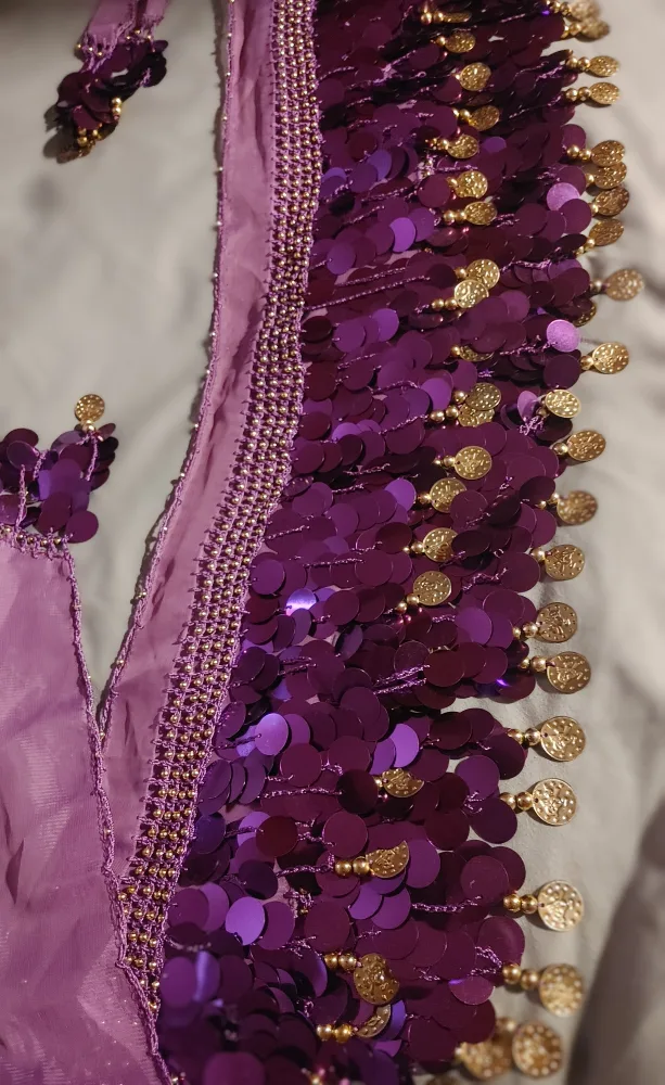 Two (2) Belly Dancing Hip Scarves - Purple, Pink thumbnail