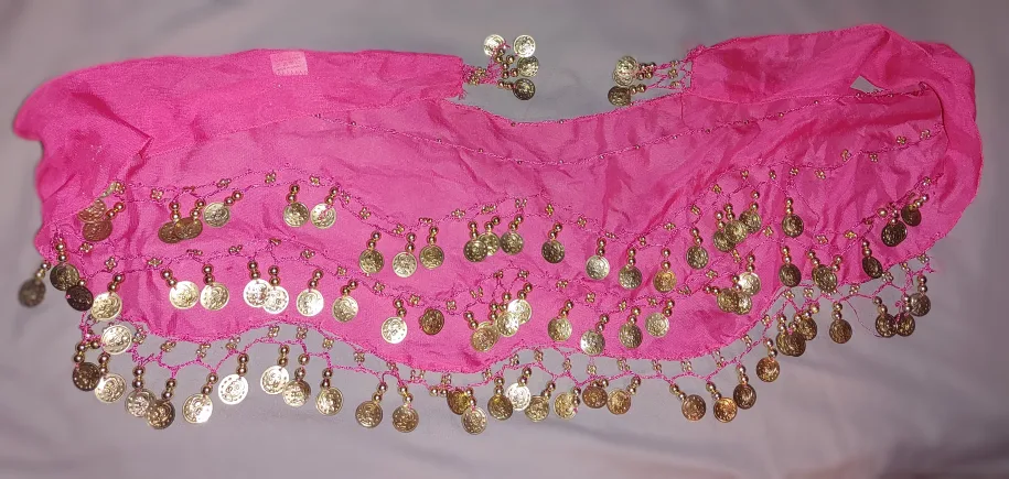 Two (2) Belly Dancing Hip Scarves - Purple, Pink image indicator(4)