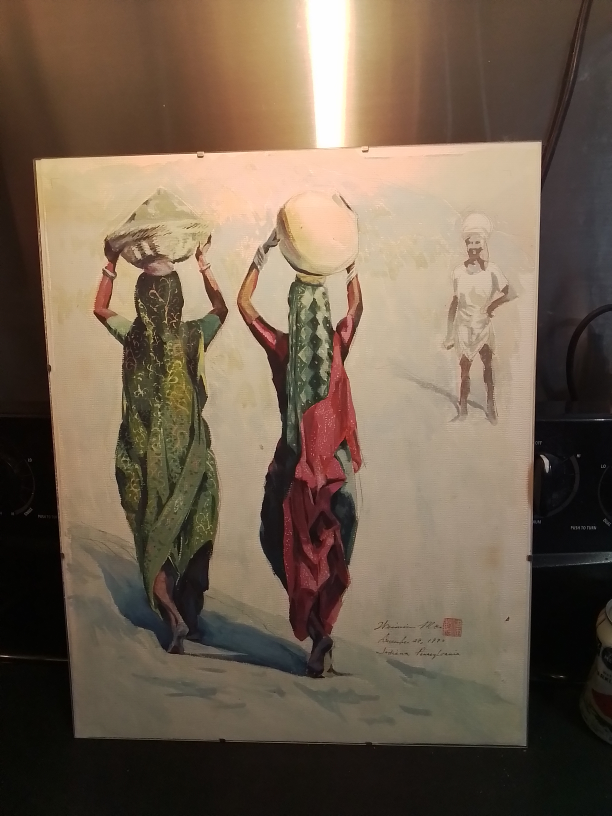 Weimin Mo Watercolour Painting "Indian Water Bearers" USA