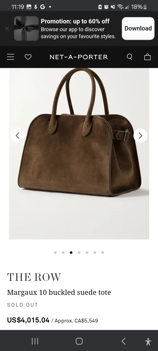 The Row Style Suede Handbag with Shoulder Strap image indicator(6)