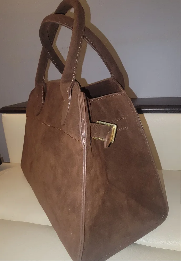 The Row Style Suede Handbag with Shoulder Strap image indicator(4)