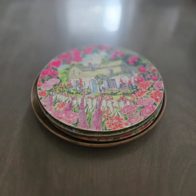 Vintage Cork Floral Trivets/Coasters image indicator(2)