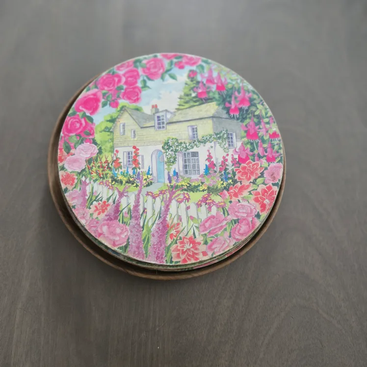 Vintage Cork Floral Trivets/Coasters image indicator(5)