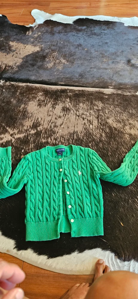 Ralph Lauren Green Cardigan Size 7 image indicator(2)