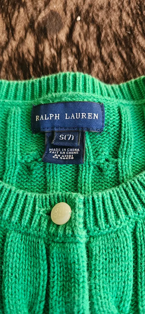 Ralph Lauren Green Cardigan Size 7 image indicator(3)