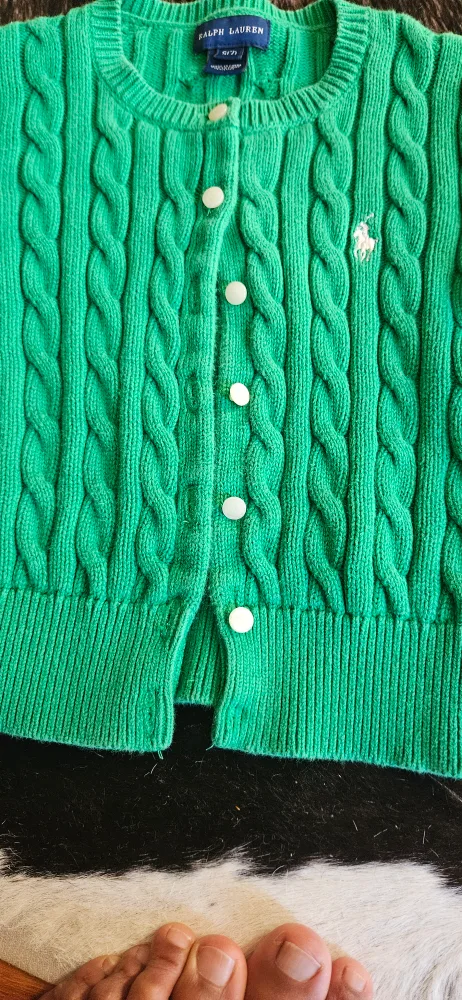 Ralph Lauren Green Cardigan Size 7 image indicator(6)