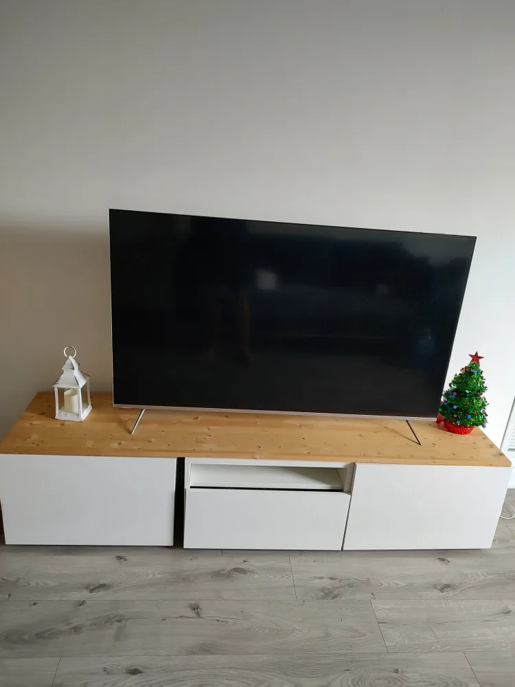 TV Stand Entertainment Unit and VIZIO 55 inches 4K smart tv thumbnail