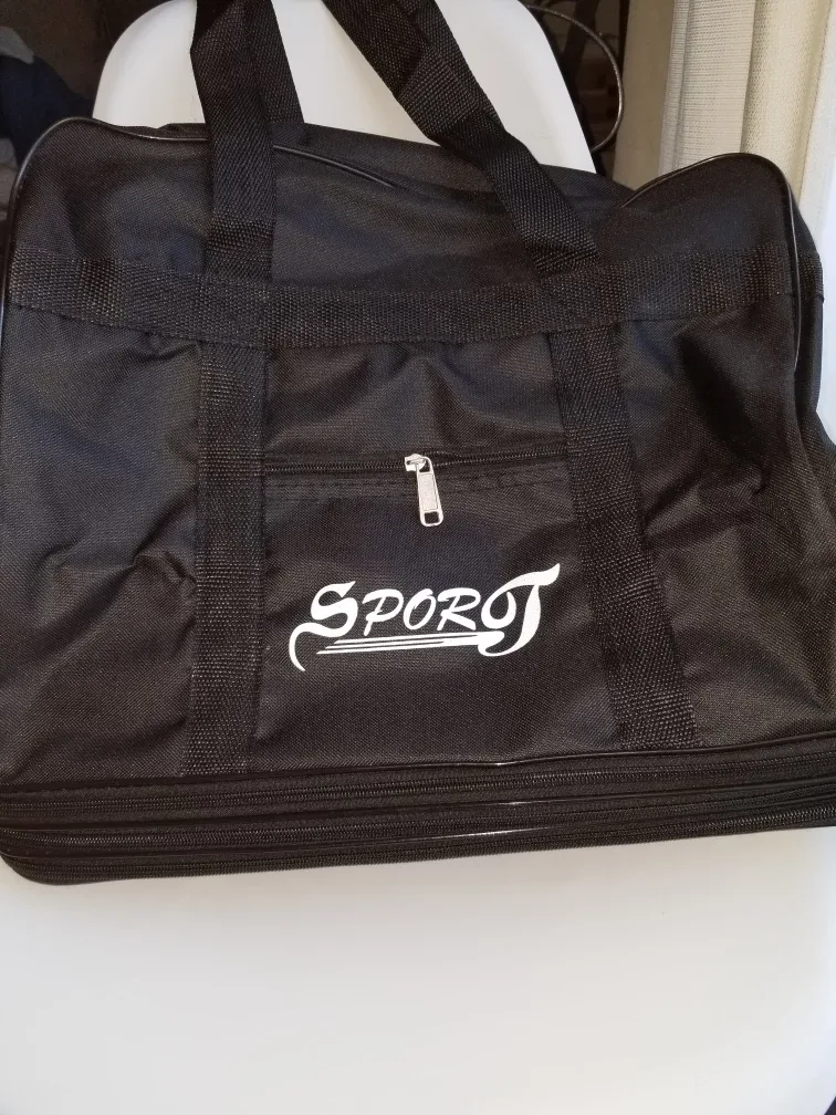 SPORTS Black Expandable Tote Bag with Rolling Wheeled 🥕