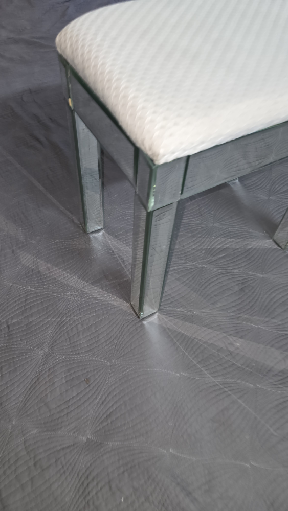 Mirrored Vanity Stool with White Cushion - photo 2