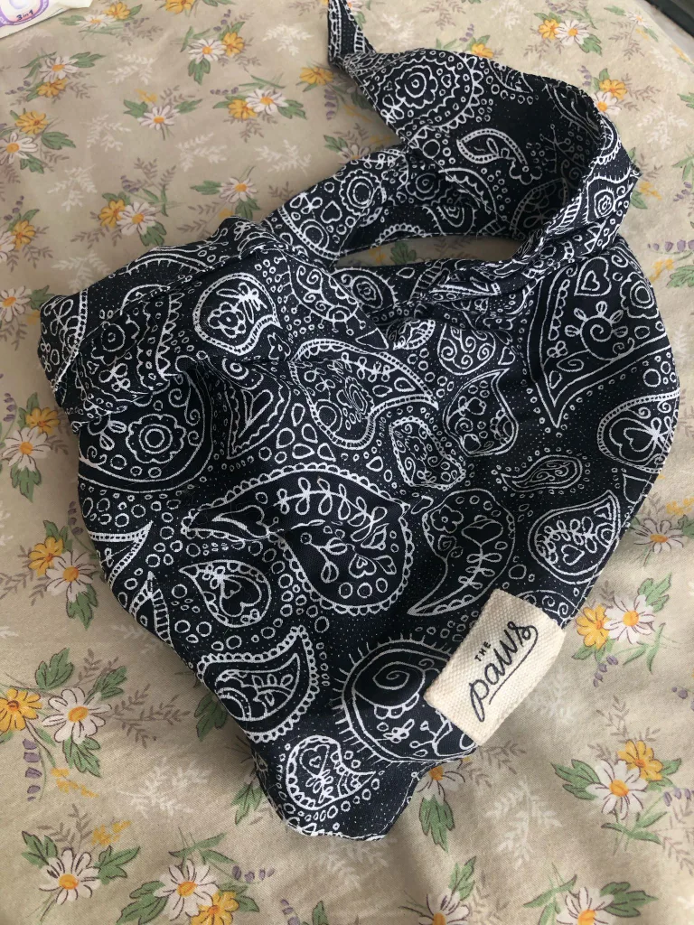 The Paws Bandana - Black & White Paisley thumbnail
