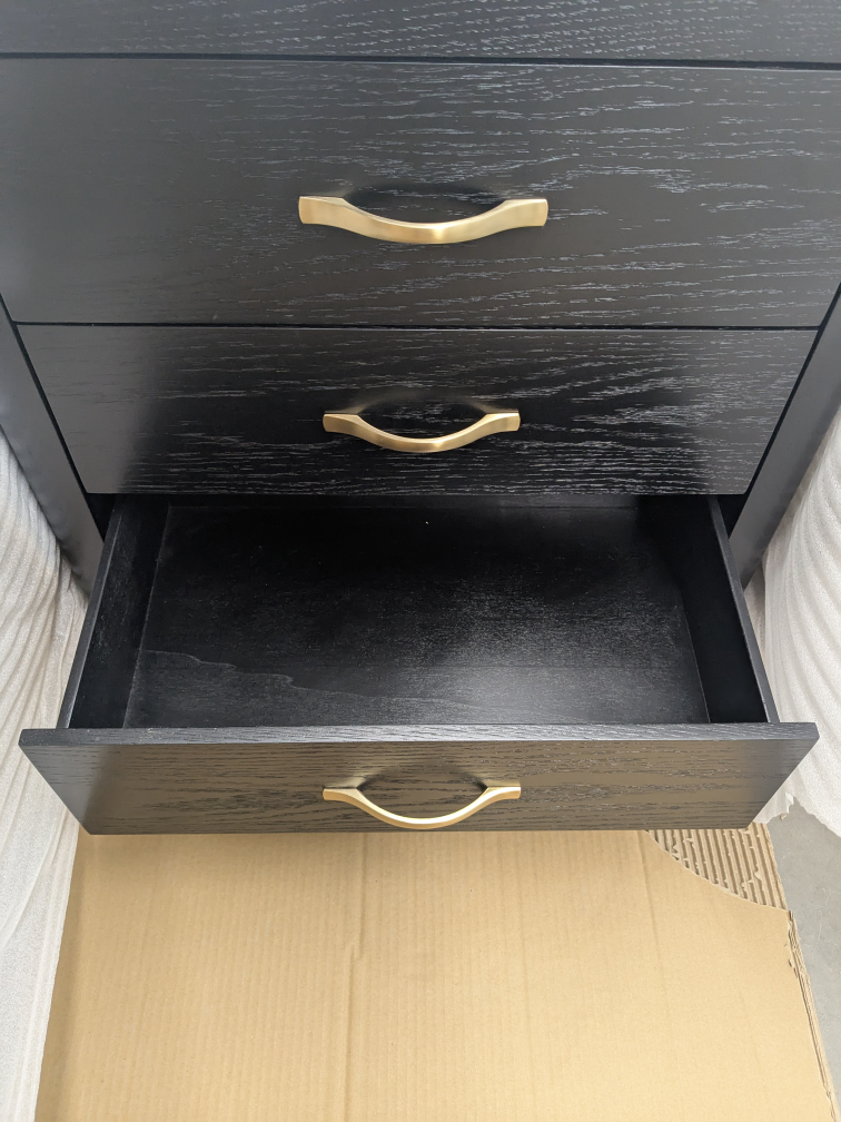 Black Wood Nightstand with 3 Drawers - photo 5
