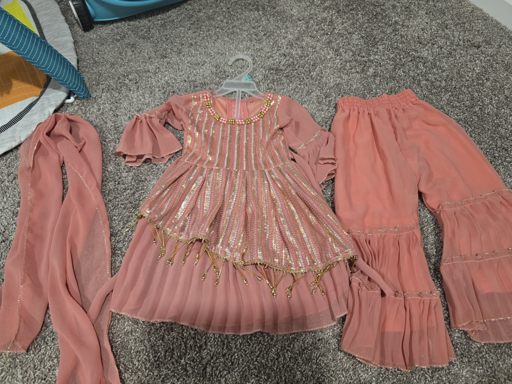 peach shraara suit for 2 year baby  girl